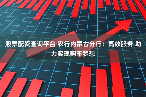 股票配资查询平台 农行内蒙古分行：高效服务 助力实现购车梦想